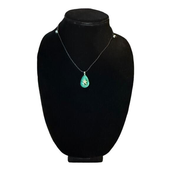 Starfish Ocean Green Acrylic Satin Cord Necklace NEW - Picture 3 of 3